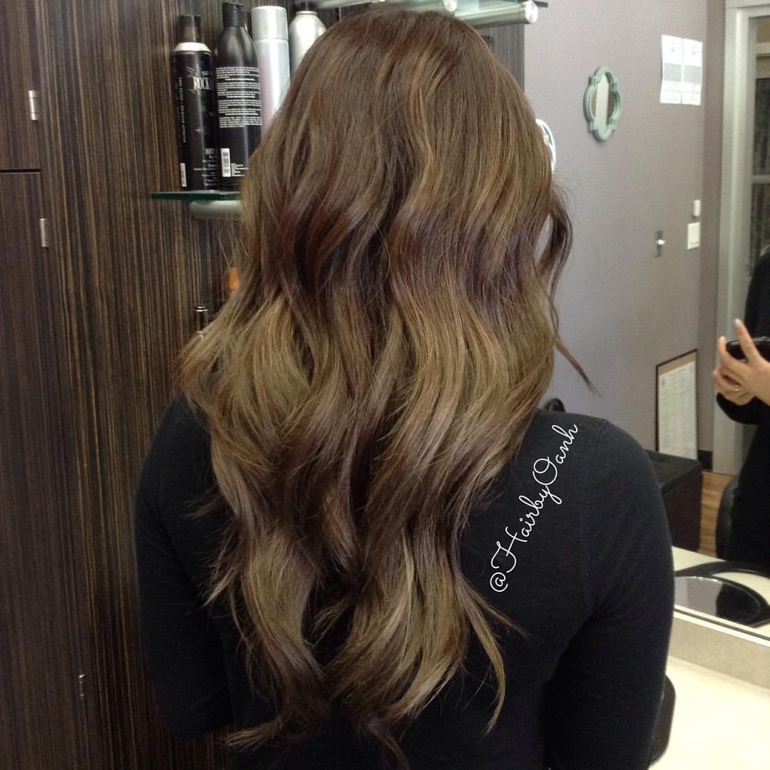 Hair By Oanh Medium Brown Base With A Dark Ash Blonde Balayage