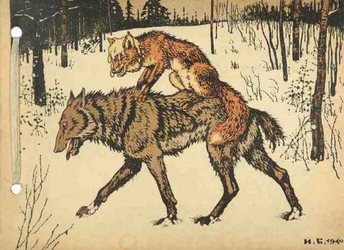 russianfolklore:Ivan Bilibin’s illustration for tale “Fox and...