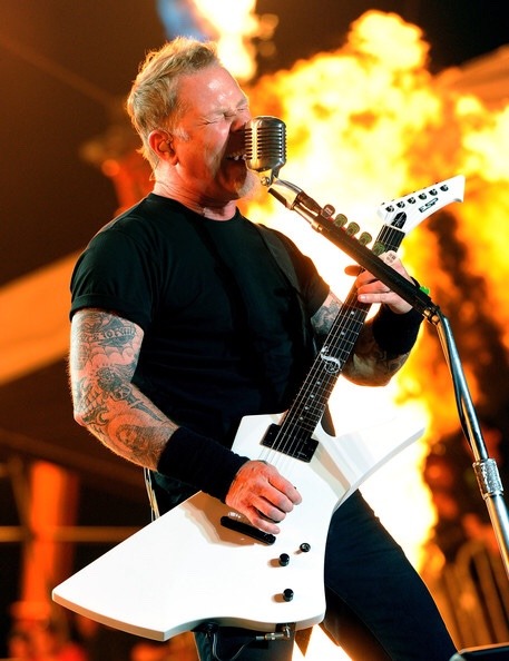 diamondog66:James Hetfield Metallica performs onstage during The Big 4 held at the Empire Polo...