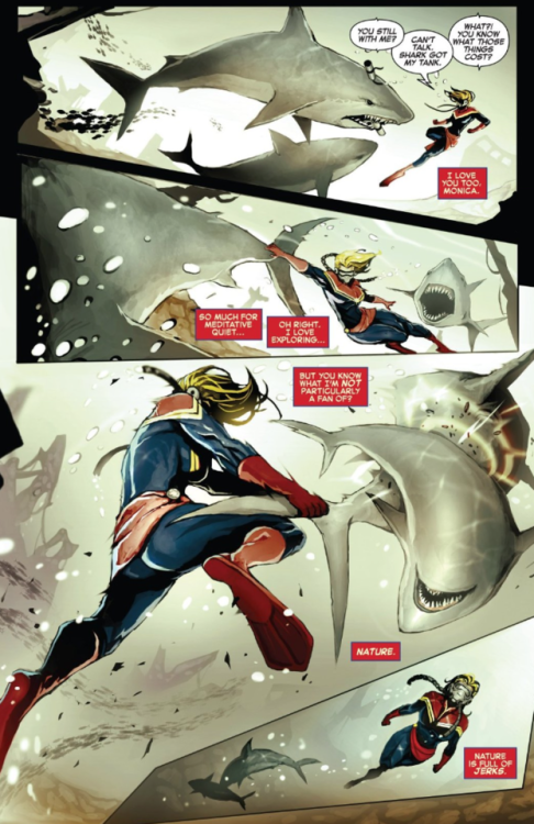 caroldanverspanels:Carol Danvers battles sharksCaptain Marvel...