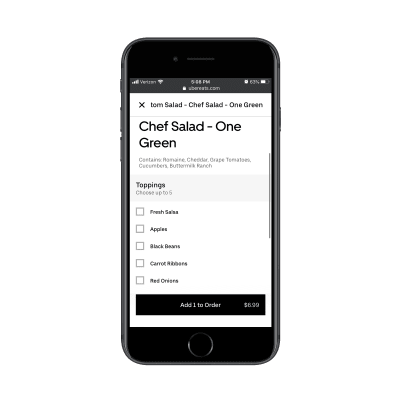 Uber Eats “Add to Order” button