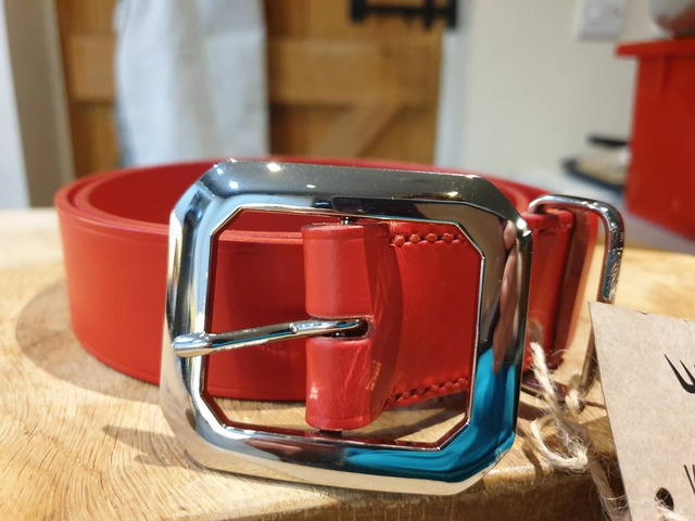 Vintage Hydes Leather — RED!!!!! Chrome clipped corner buckle on RED...