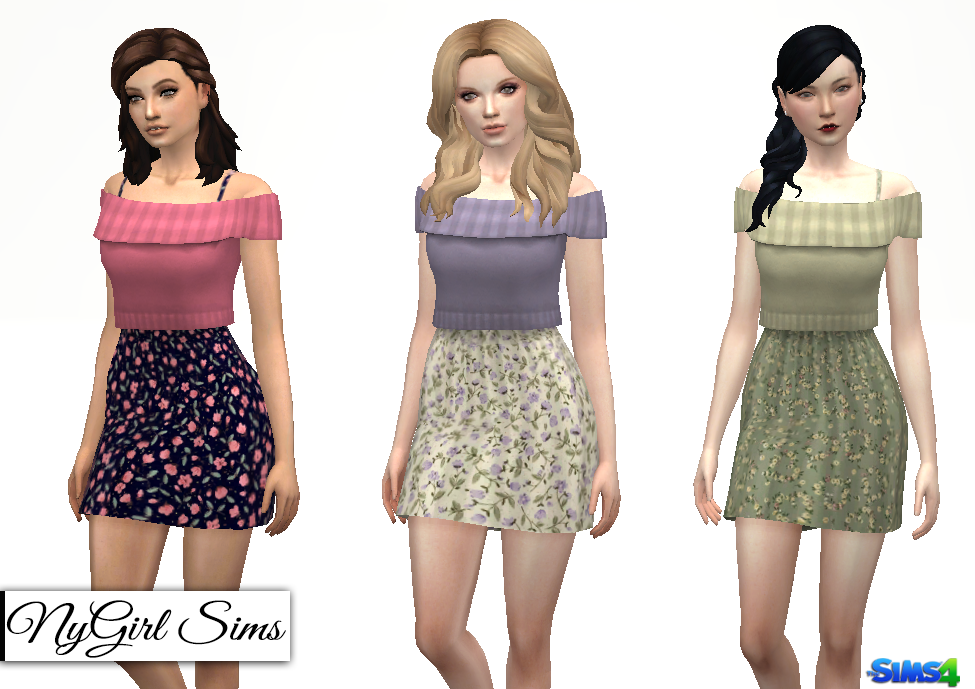 The Sims 4 CC — nygirlsims: Floral Spaghetti Strap Dress With Off...