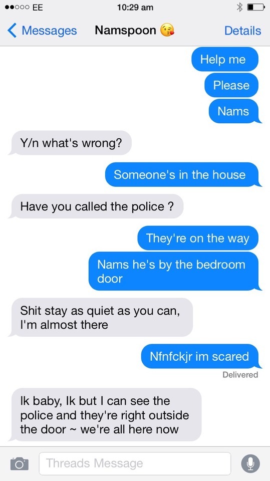 Bts Texts — Requested Y/N being broken into and texting