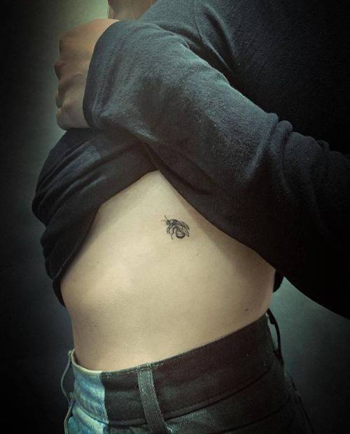 By MJ, done at West 4 Tattoo, Manhattan. http://ttoo.co/p/103167 mj;insect;small;micro;animal;rib;tiny;bee;ifttt;little;illustrative