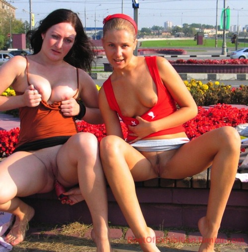 bestofexhibition:Two girl masturbation exhibition in public with...