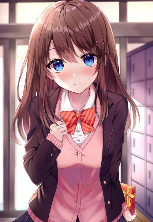Anime girl with brown hair and brown eyes