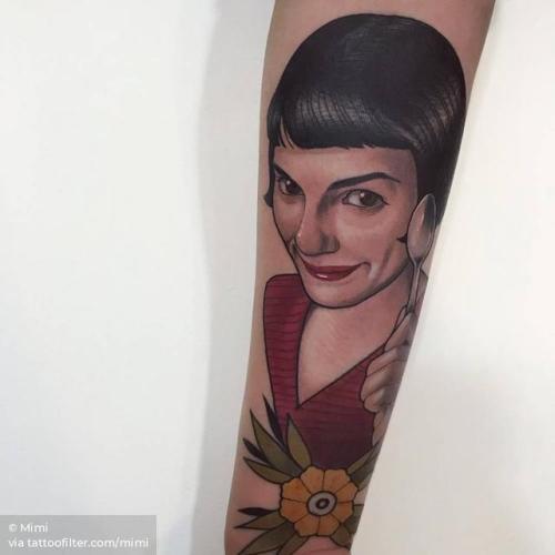 By Mimi, done at La Dolores & Mimi, Madrid.... film and book;big;mimi;amelie;facebook;twitter;inner forearm;neotraditional