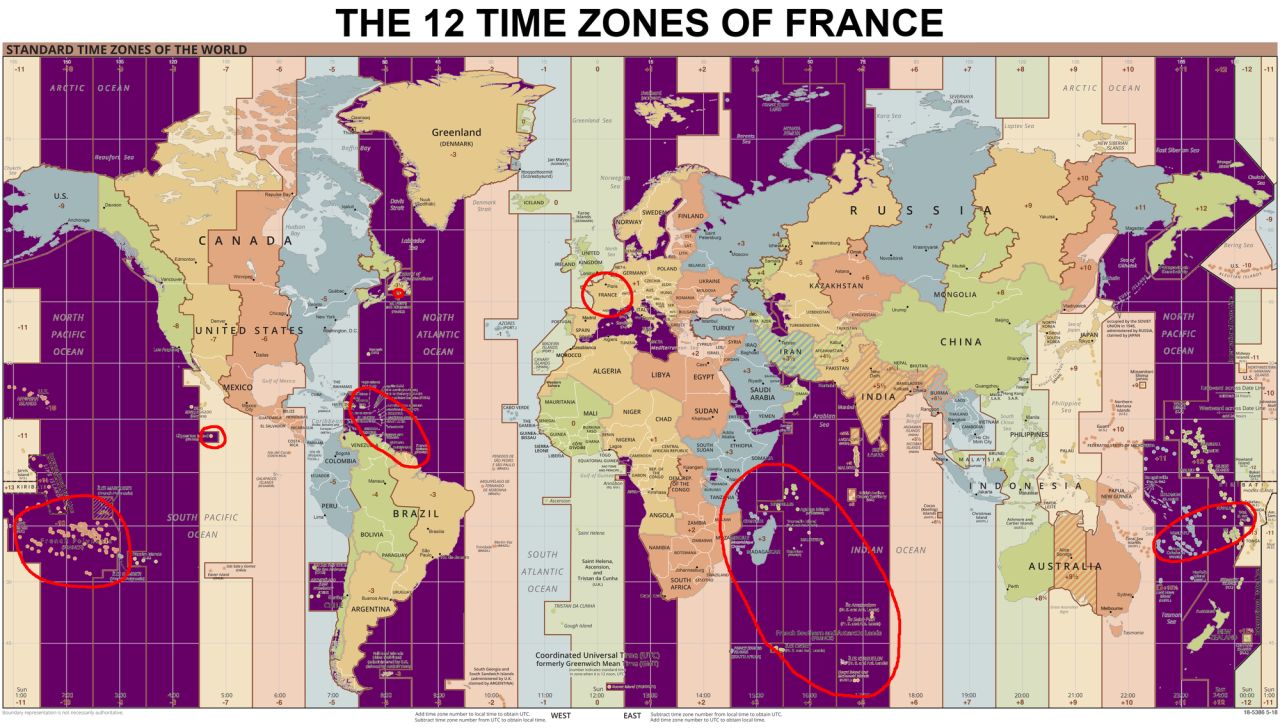 Почему на картах страны больше. Франция 12 часовых поясов. Почему во Франции 12 часовых поясов. Часовые зоны Франции на карте.