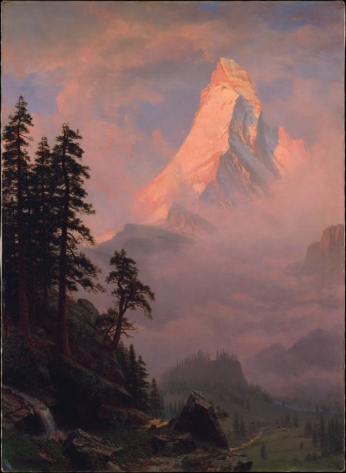 master-painters:Albert Bierstadt - Sunrise On The Matterhorn -...