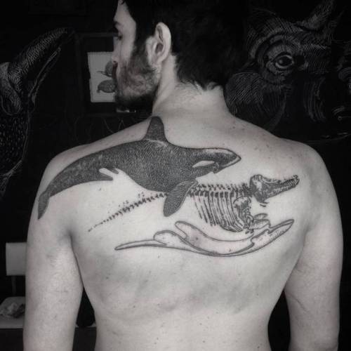 By Otto D'ambra, done at The white elephant studio, London.... surrealist;big;animal;ottodambra;killer whale;facebook;upper back;twitter;engraving