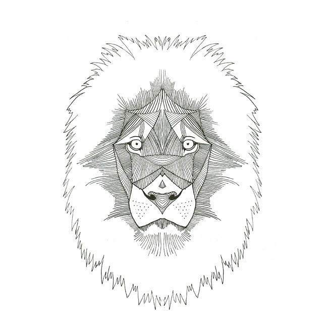 We Got No Answers Lion Ink Geometric Draw Animal Leo