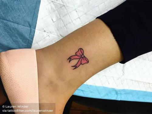 By Lauren Winzer, done at Hunter and Fox Tattoo, Sydney.... small;micro;laurenwinzer;tiny;love;ankle;ifttt;little;ribbon;illustrative
