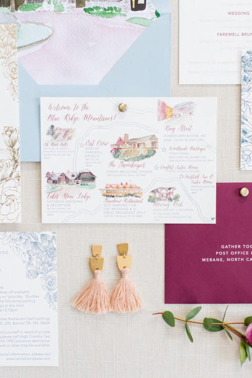 Rachael + Jesse’s lush illustrated foil invitation suite | One and Only Paper Custom Wedding Invitations