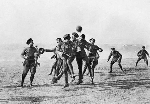 On 25 December 1914, British and German soldiers stopped fighting (WW1) for a football match in âNo Manâs Landâ. [1080 x 749} Check this blog!