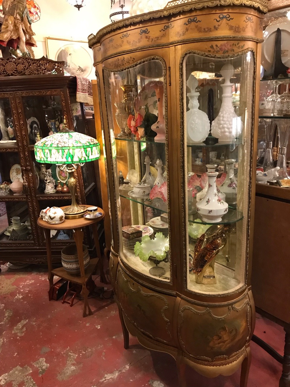 Eastside Antiques Hand Painted French Curio Cabinet