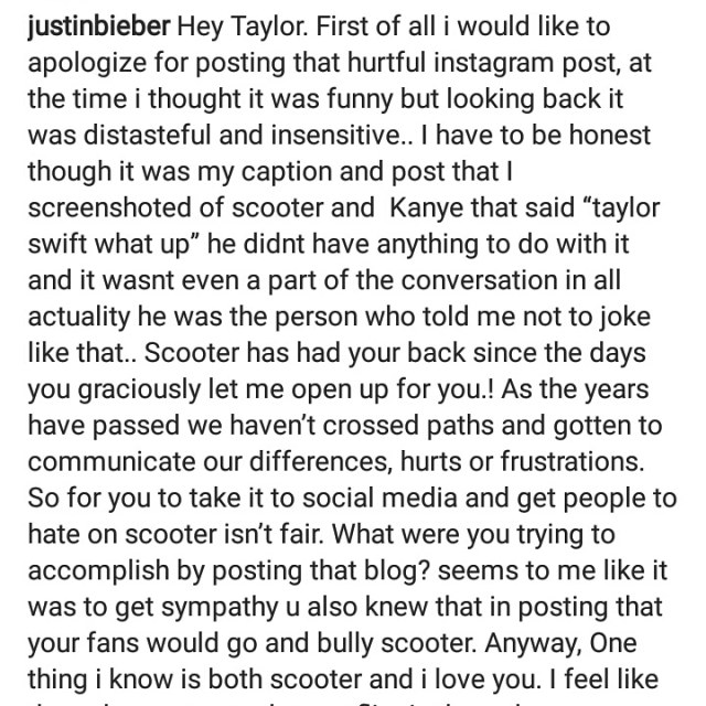 640px x 640px - Justin Bieber responds to Taylor Swift, Refuses to fall for her white tears  | Lipstick Alley
