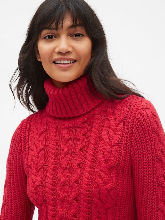 Red cable Cotton Turtleneck sweater from GAP