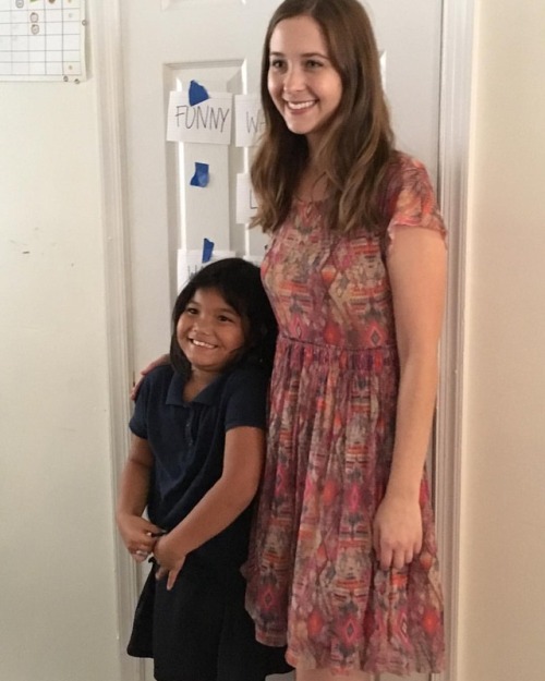 She was a little shy but took a picture with her teacher (at...