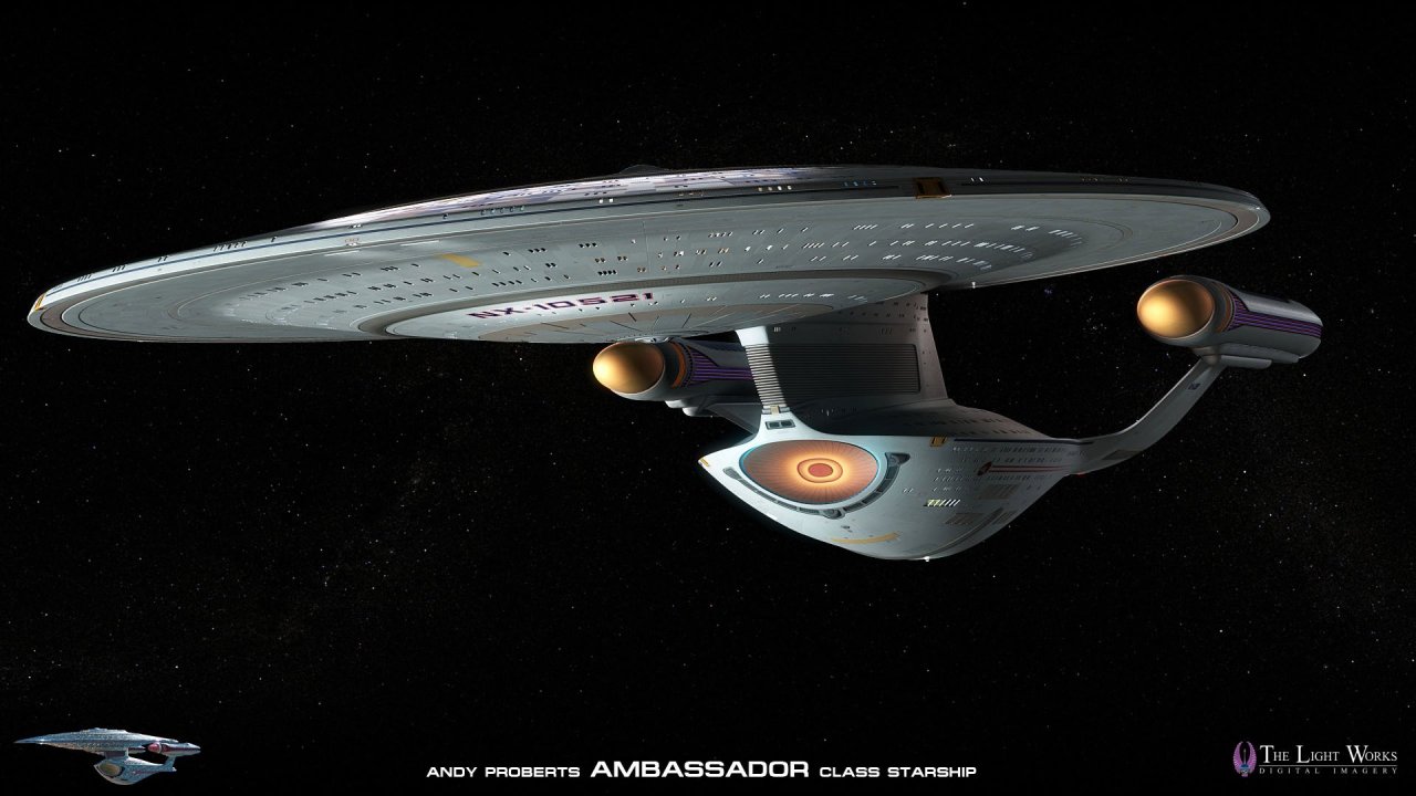 Starfleet ships — Ambassador class render based on Andrew Probert’s...