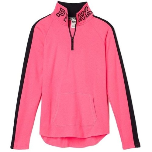 polyvore women& 039;s fashion clothing tops pink pullover half zip top pink top sweater pullover 1/2 zip pullover