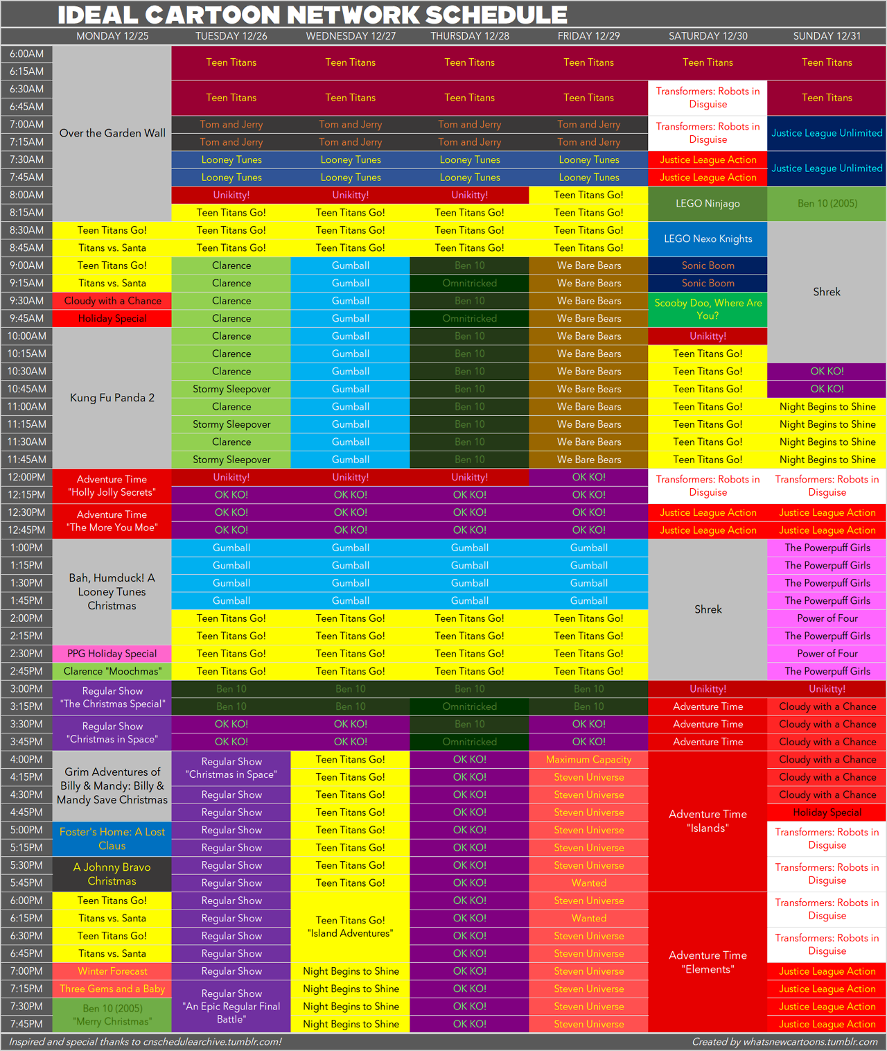 Cartoon Network Schedule Christmas 2017