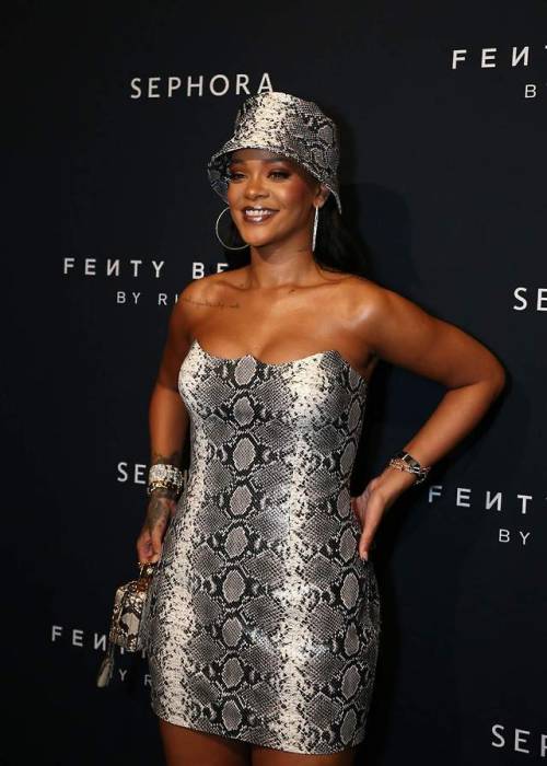 Rihanna at a Fenty Beauty launch event