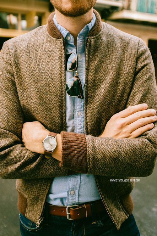 thedappermatter:Wool herringbone zip up bomber… looks like a...