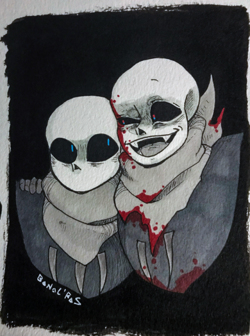 inktober2018 underswap us!sans yandere yanberry my art traditional art