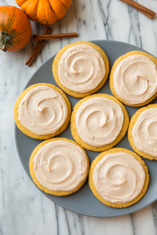 confectionerybliss:Pumpkin Sugar Cookies with Cinnamon Cream...