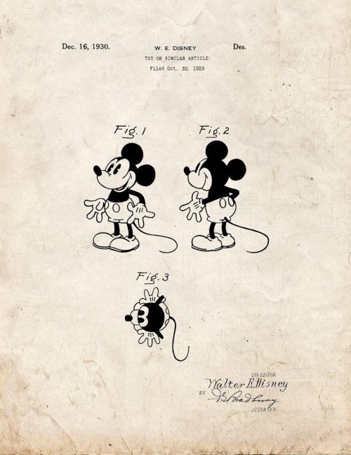 the-disney-elite:1929 Mickey Mouse toy patent signed by Walt...