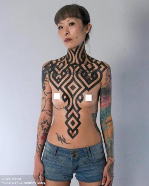 By Wa Wong, done at S T Tattoo HK, Hong Kong.... torso;chest;huge;wawong;facebook;blackwork;twitter;geometric