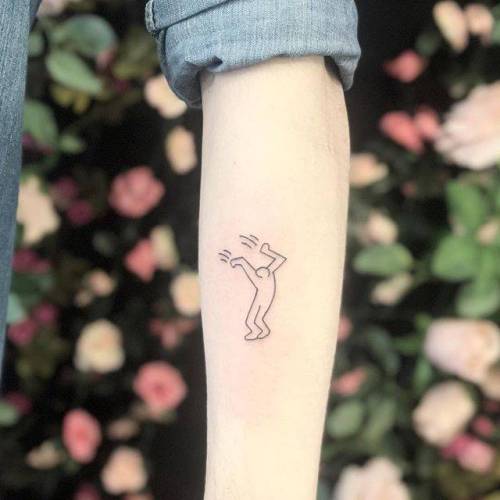By MJ, done at West 4 Tattoo, Manhattan. http://ttoo.co/p/126521 mj;art;small;patriotic;line art;tiny;keith haring;united states of america;ifttt;little;forearm;minimalist;fine line