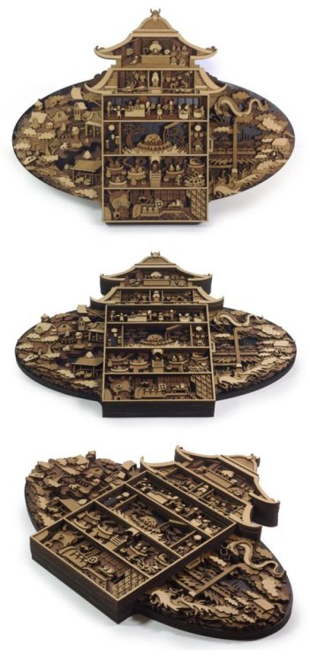 figdays:“Spirited Away Bathhouse” Wood Art //TomskyStore