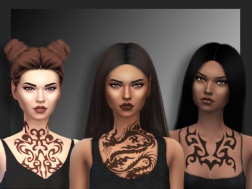 gloomy-goblin:20 different unisex chest tattoos for your sims....