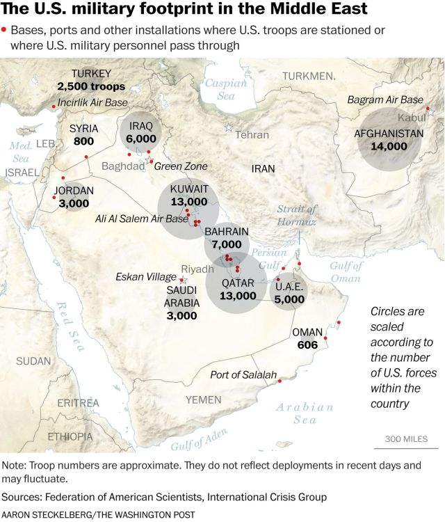 US Military bases around Iran - Maps on the Web