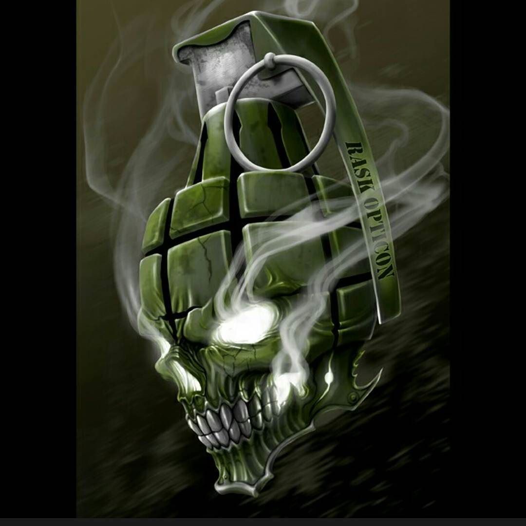 “A sick grenade skull. Digital art. skull... Ross Kamela Artwork