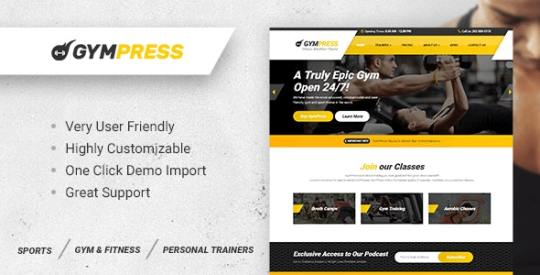 GymPress v1.3.2 - WordPress theme for Fitness and Personal Trainers Nulled