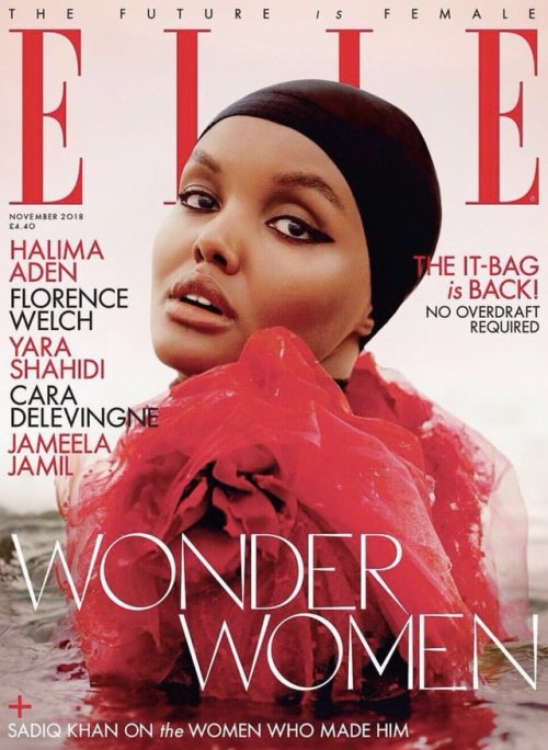 sinnamonscouture:Halima Aden Covers Elle November 2018