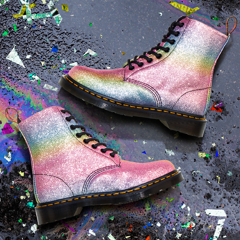 dr martens rainbow glitter boots