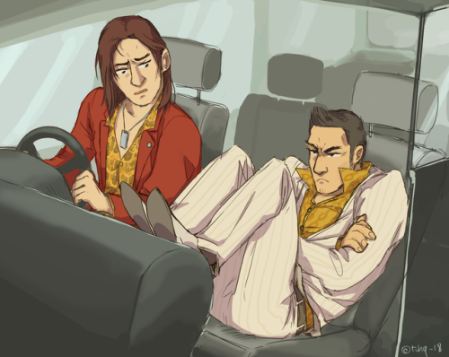 tuhq:Kiryu is a such a little brat, can’t sit in cars like a...