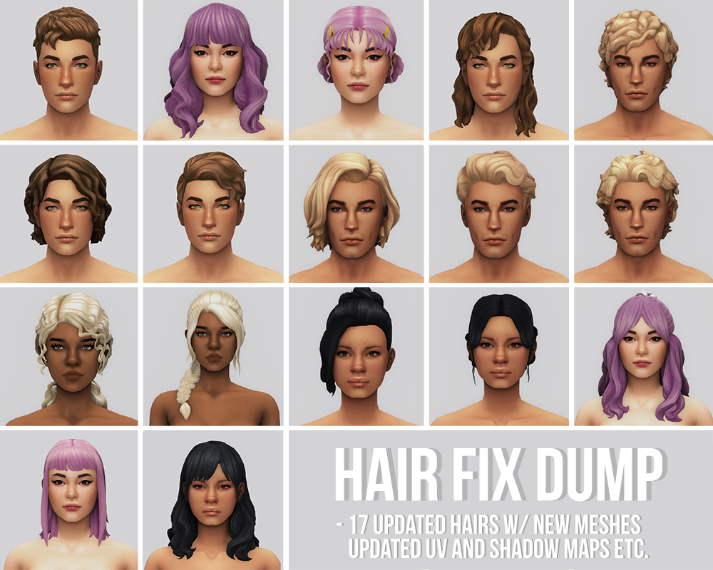 okruee: updated hair dump i fixed up a bunch of... - Sims 4 Maxis Match CC