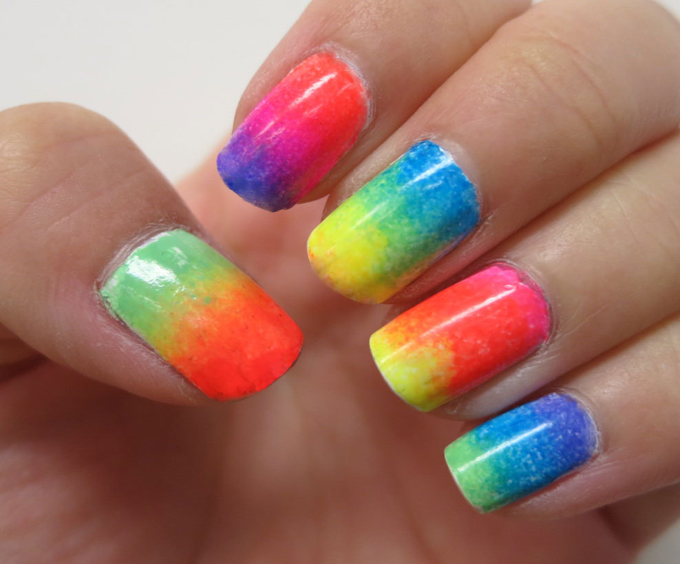 Neon rainbow gradient (sponged) Color Club... — Courtney's Mind Grapes