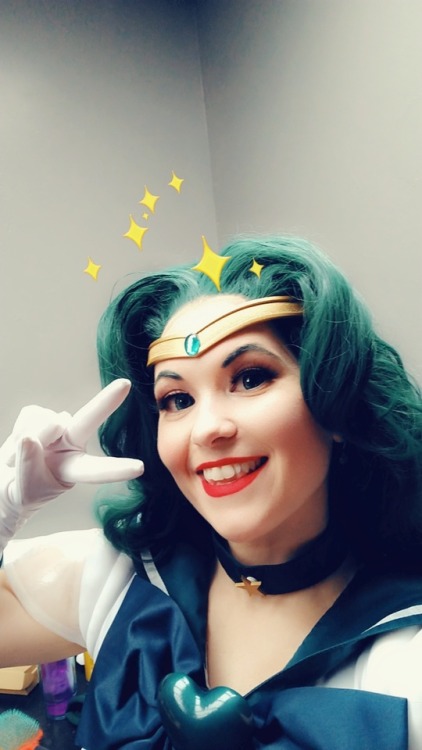 Goofing off in the studio as Sailor Neptune.