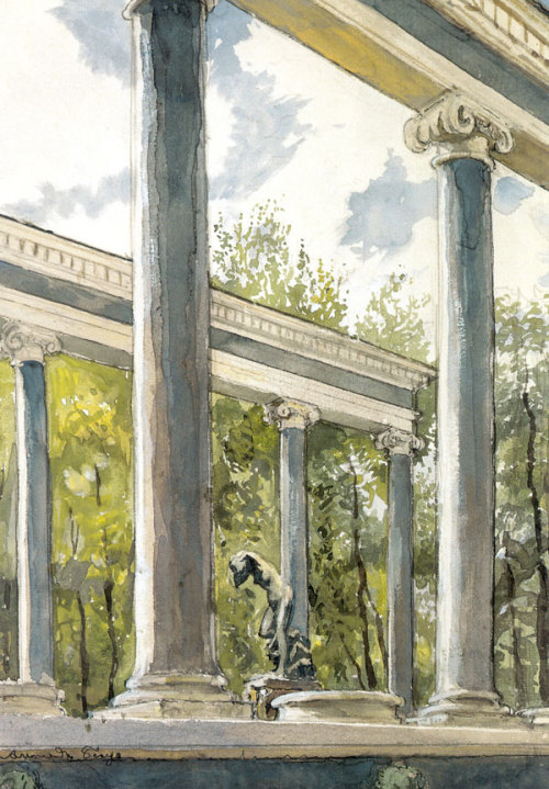 alexandre-benois:Peterhof Palace. Lion cascade and colonnade,...