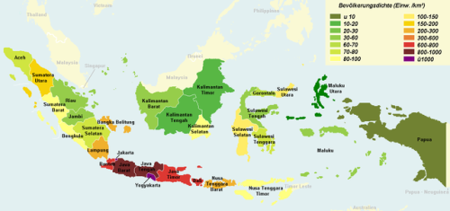 Indonesian population density by province. - Maps on the Web