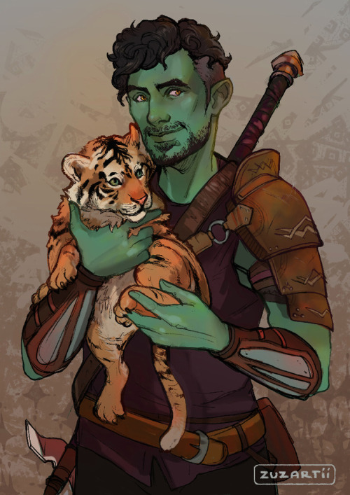 Commission done for @skuldir, featuring and adorable half-orc...