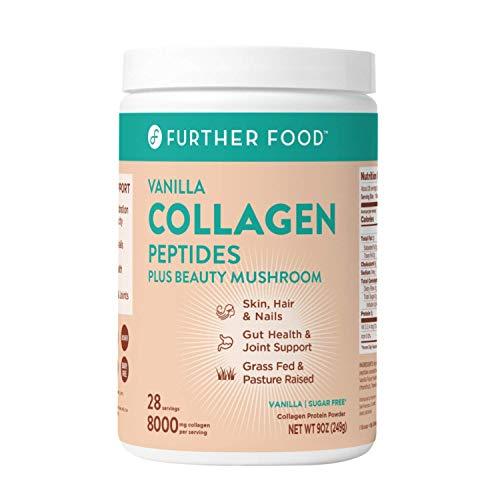 Further Food Collagen Peptides Protein Powder, Vanilla | Boosted with Beauty Mushroom | Keto, Paleo, Sugar-Free, Grass-Fed