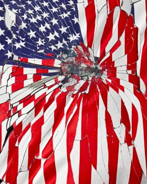 Corey Olsen red flag USA mirror shattered