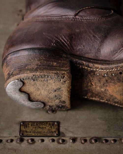 shopvelour:Steel heel plate detail - WWII era Bone Dry tall...